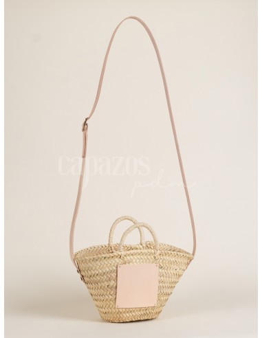 Capazo con asa de pita y de cruzar en piel +...