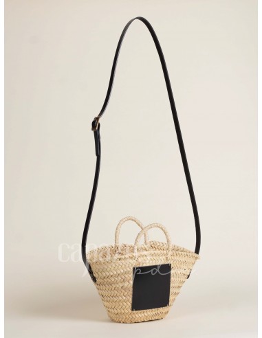 Capazo con asa de pita y de cruzar en piel +...