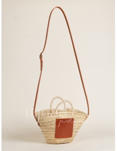 Capazo con asa de pita y de cruzar en piel + chapón mediano 2