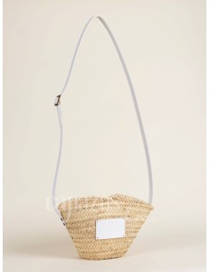 Capazo con asa de cruzar en piel + chapón pequeño