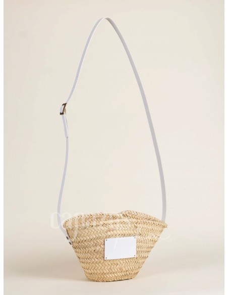 Capazo con asa de cruzar en piel + chapón pequeño