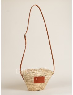 Capazo con asa de cruzar en piel + chapón pequeño 2