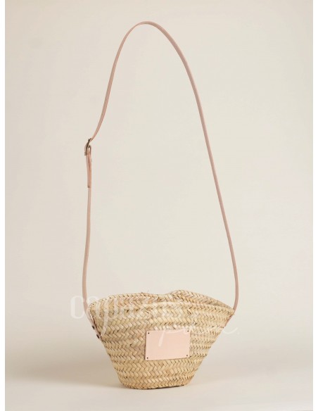 Capazo con asa de cruzar en piel + chapón pequeño