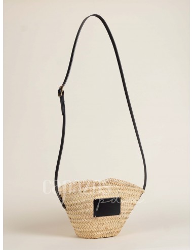 Capazo con asa de cruzar en piel + chapón pequeño