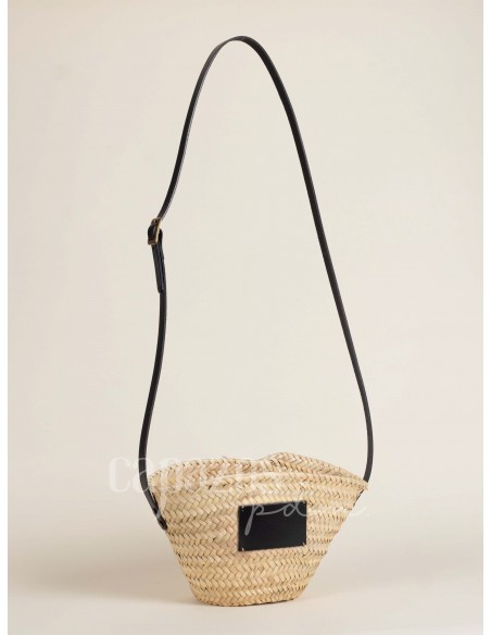 Capazo con asa de cruzar en piel + chapón pequeño