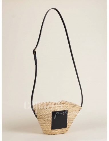 Capazo con asa de cruzar en piel + chapón mediano