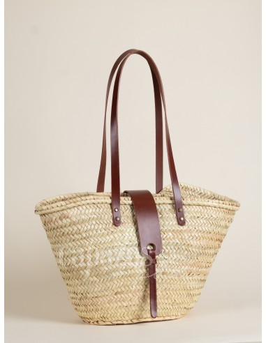 Capazo con asas de hombro en piel + pasador