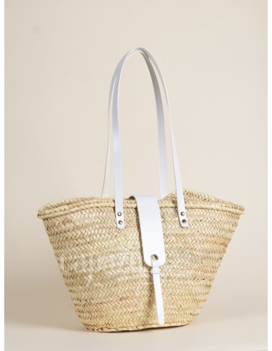 Capazo con asas de hombro en piel + pasador