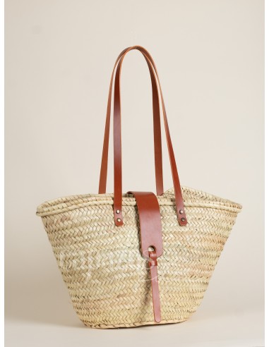 Capazo con asas de hombro en piel + pasador