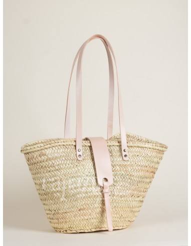 Capazo con asas de hombro en piel + pasador