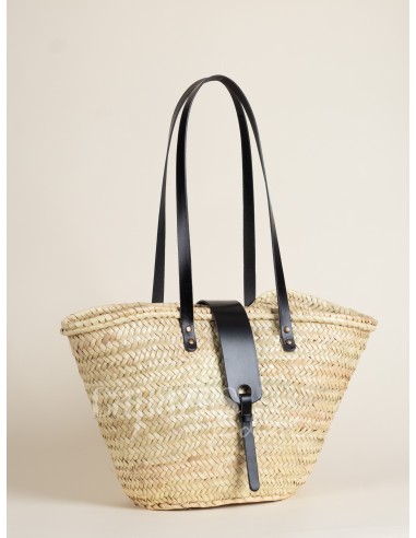 Capazo con asas de hombro en piel + pasador