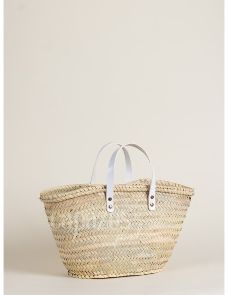 Capazo con asas de mano en piel