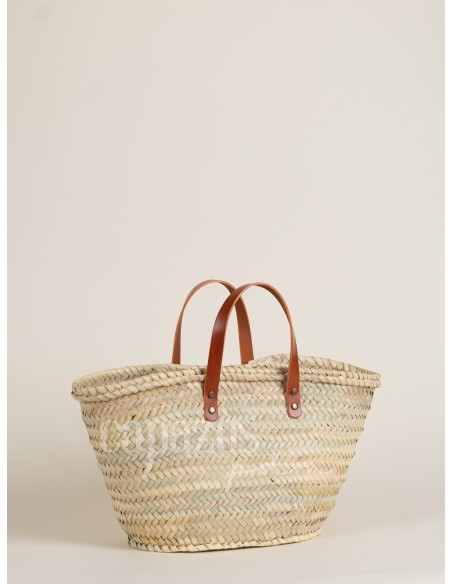 Capazo con asas de mano en piel