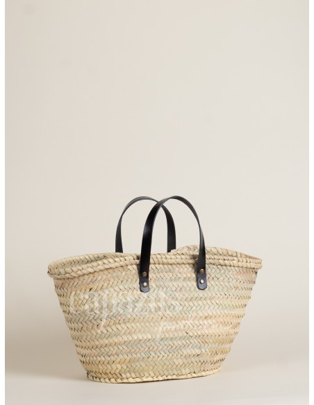 Capazo con asas de mano en piel