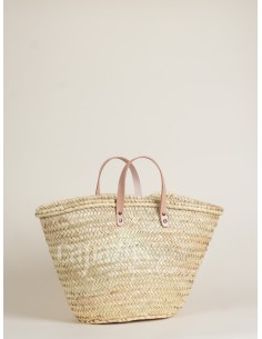 Capazo con asas de mano en piel