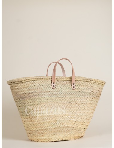 Capazo con asas de mano en piel
 Color piel-Natural Tamaño-nº 10 Color herrajes-oro viejo Cierre-Abierto