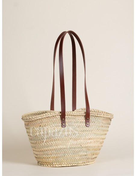 Capazo con asas de hombro en piel