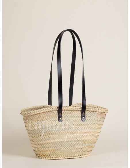 Capazo con asas de hombro en piel