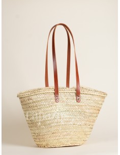 Capazo con asas de hombro en piel