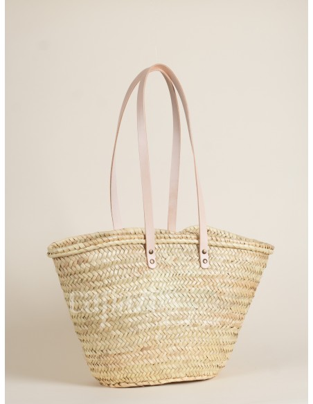 Capazo con asas de hombro en piel