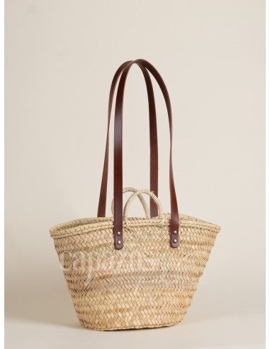 Capazo con asas de pita y hombro en piel