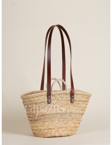 Capazo con asas de pita y hombro en piel