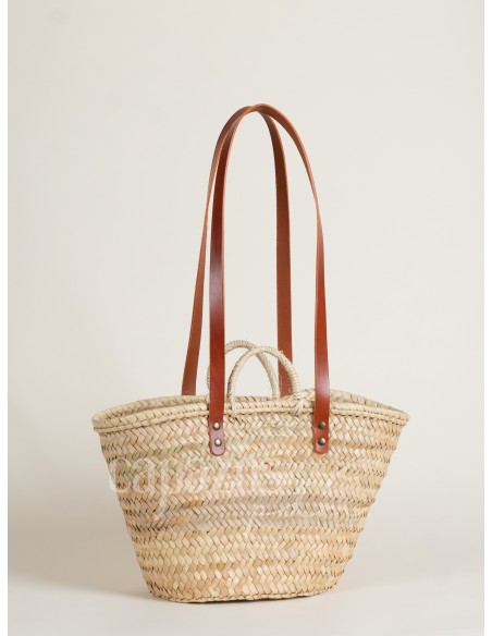 Capazo con asas de pita y hombro en piel