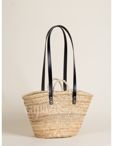 Capazo con asas de pita y hombro en piel