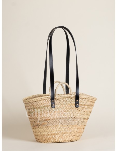 Capazo con asas de pita y hombro en piel