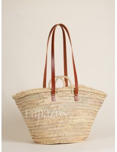 Capazo con asas de pita y hombro en piel