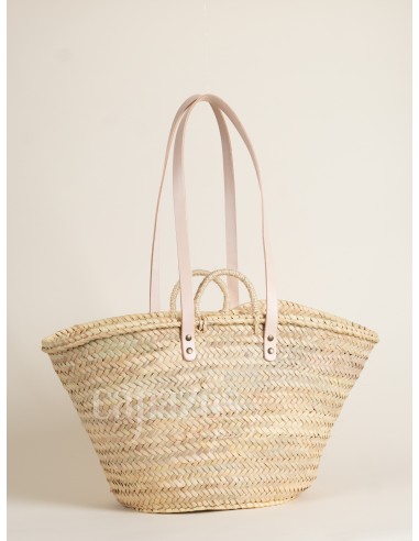 Capazo con asas de pita y hombro en piel