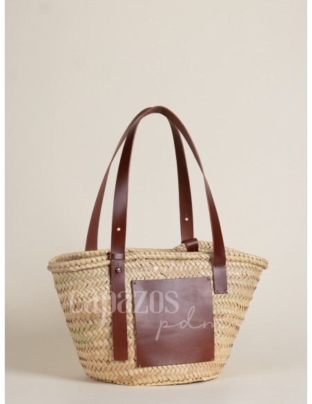 Capazo con asa regulable de piel + chapón