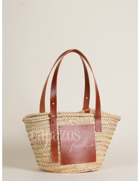 Capazo con asa regulable de piel + chapón