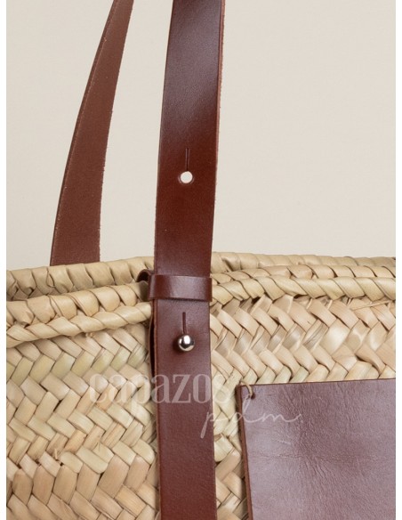 Capazo con asa regulable de piel + chapón