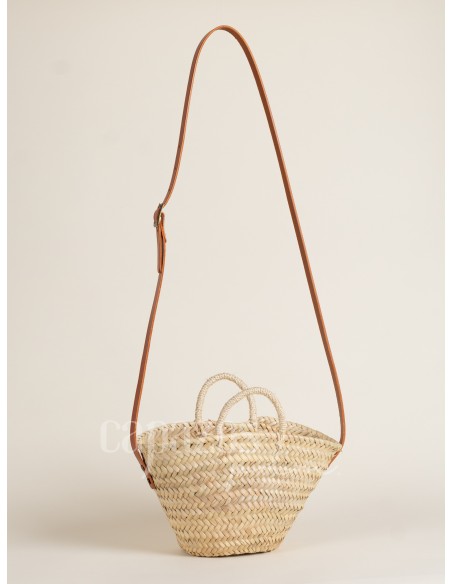 Capazo con asa de pita y de cruzar en piel